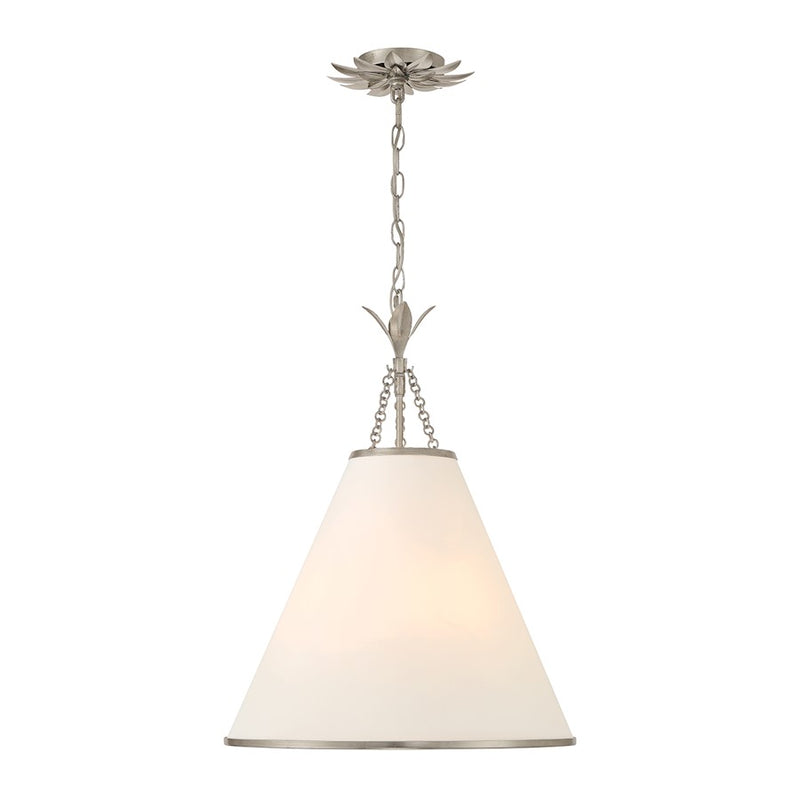 Crystorama Broche 4 Light Pendant, Antique Silver/White