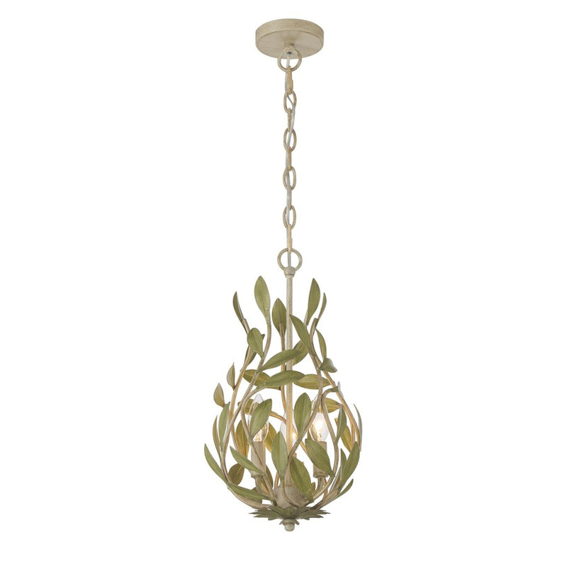 Crystorama Broche 3 Light 9" Chandelier, Champagne Green Tea