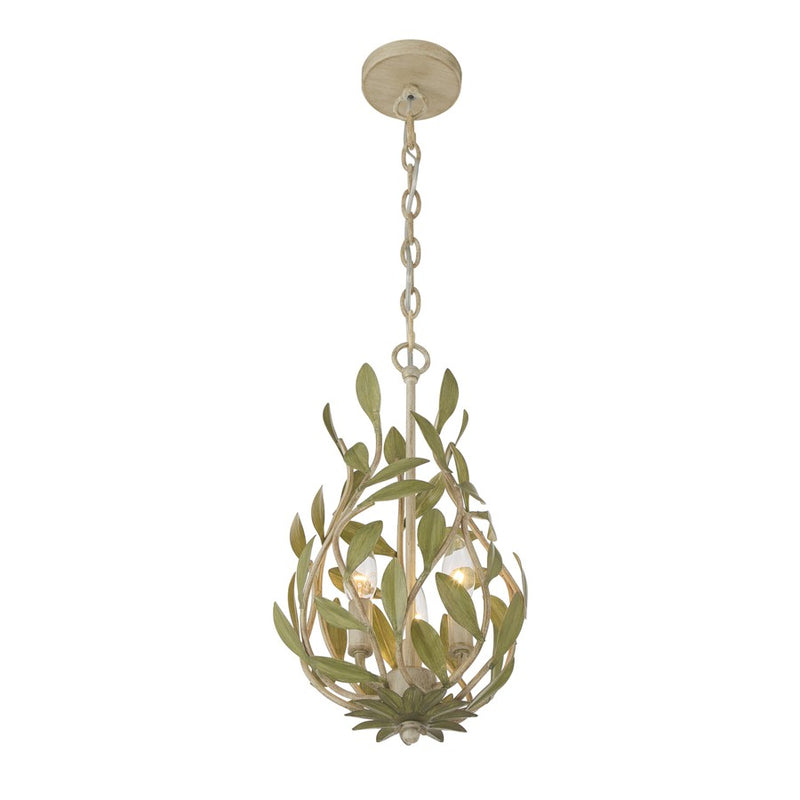 Crystorama Broche 3 Light 9" Chandelier, Champagne Green Tea
