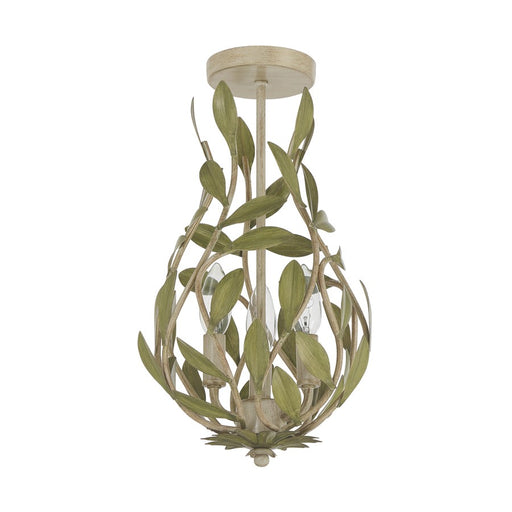 Crystorama Broche 3Lt 9" Semi Flush Mount, Champagne Green Tea