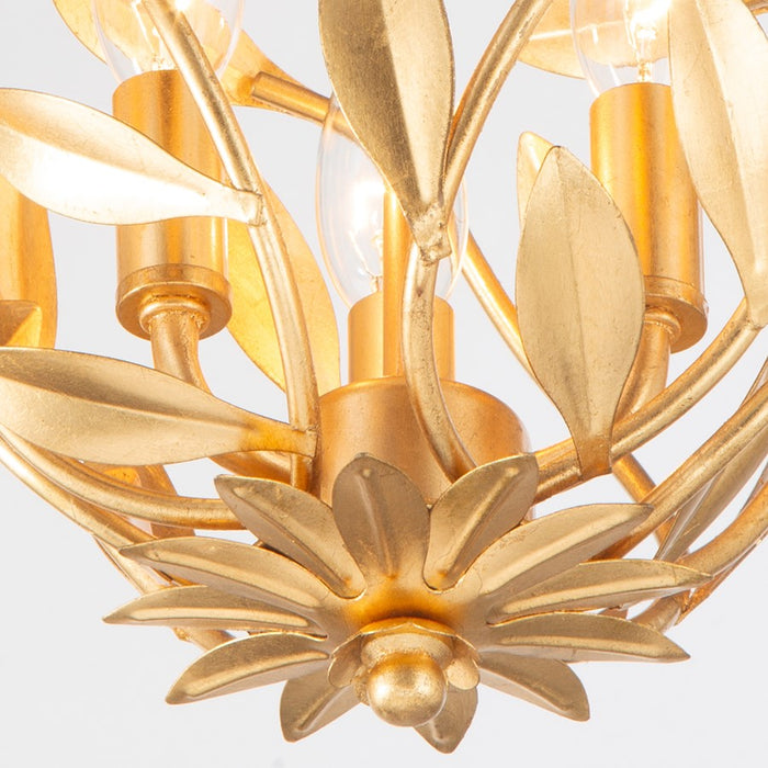 Crystorama Broche 3 Light 9" Semi Flush Mount, Antique Gold