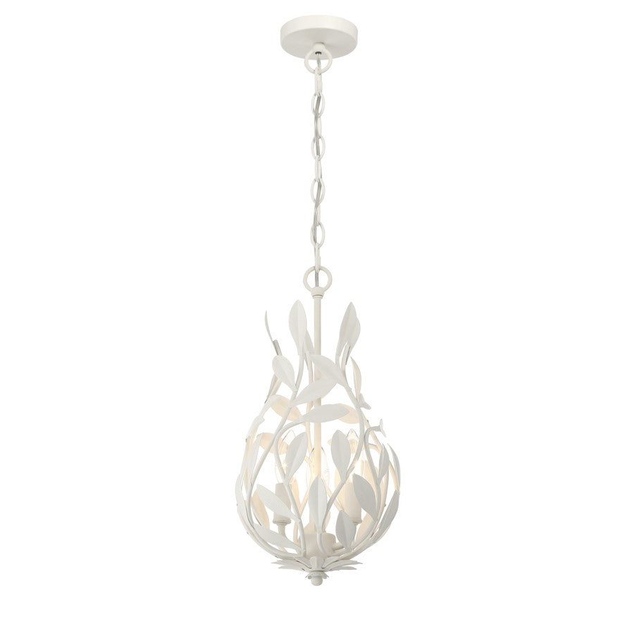 Crystorama Broche 3 Light 9" Chandelier, Matte White - 565-MT