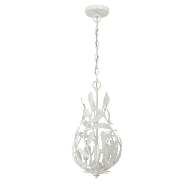 Crystorama Broche 3 Light 9" Chandelier, Matte White