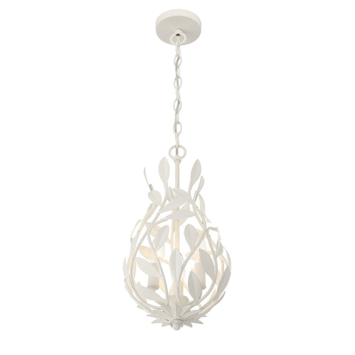Crystorama Broche 3 Light 9" Chandelier, Matte White