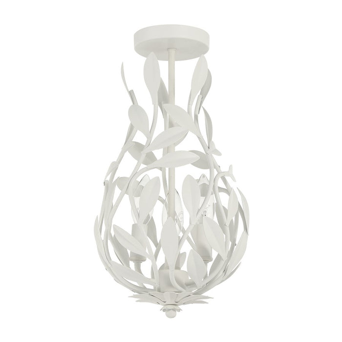 Crystorama Broche 3 Light 9" Semi Flush Mount, Matte White