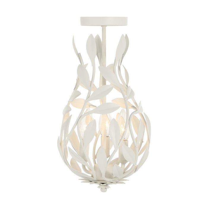 Crystorama Broche 3 Light 9" Semi Flush Mount, Matte White