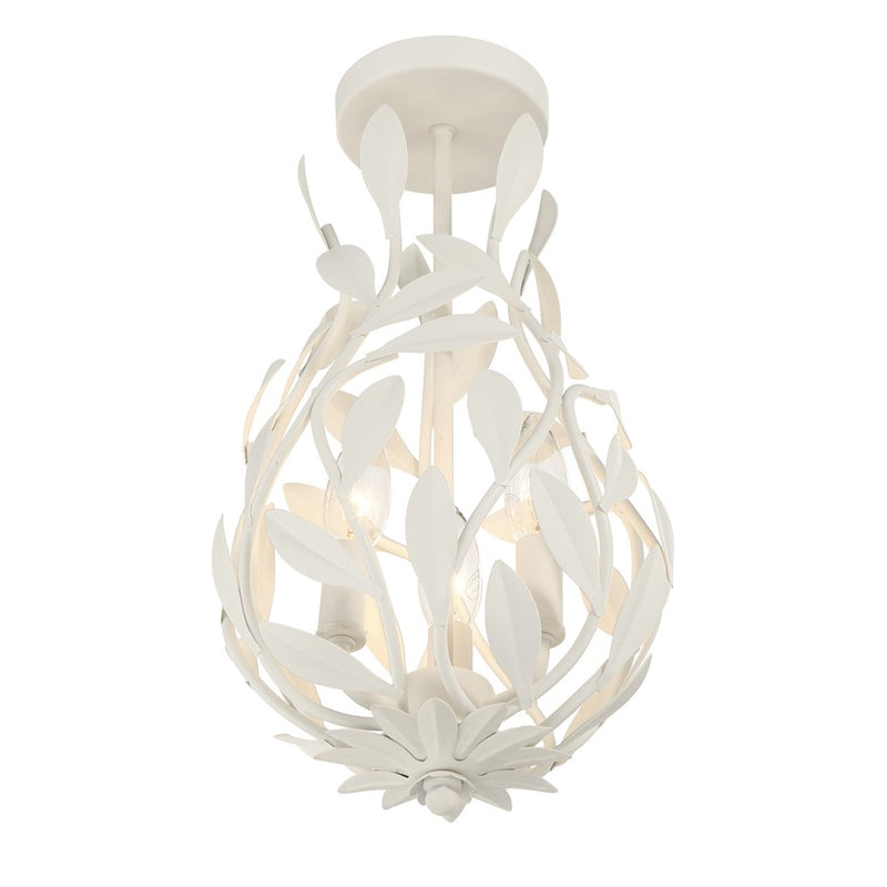 Crystorama Broche 3 Light 9" Semi Flush Mount, Matte White