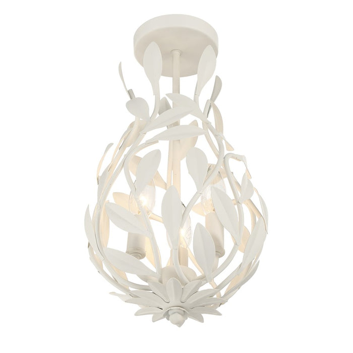 Crystorama Broche 3 Light 9" Semi Flush Mount, Matte White