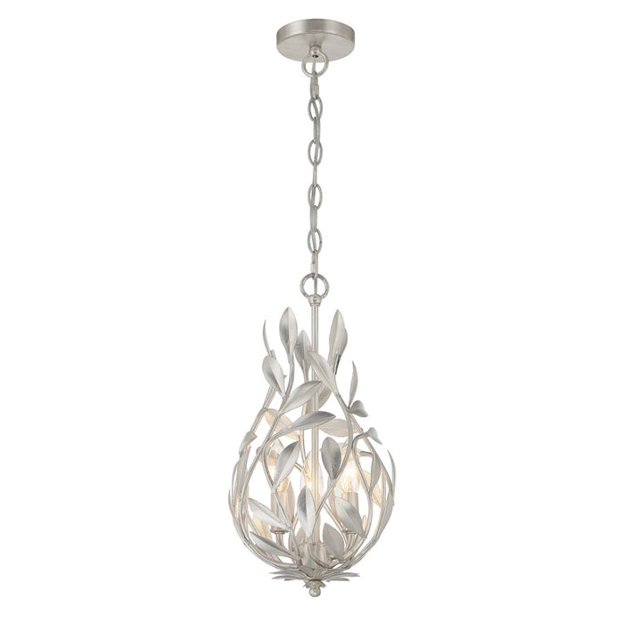 Crystorama Broche 3 Light 9" Chandelier, Antique Silver - 565-SA