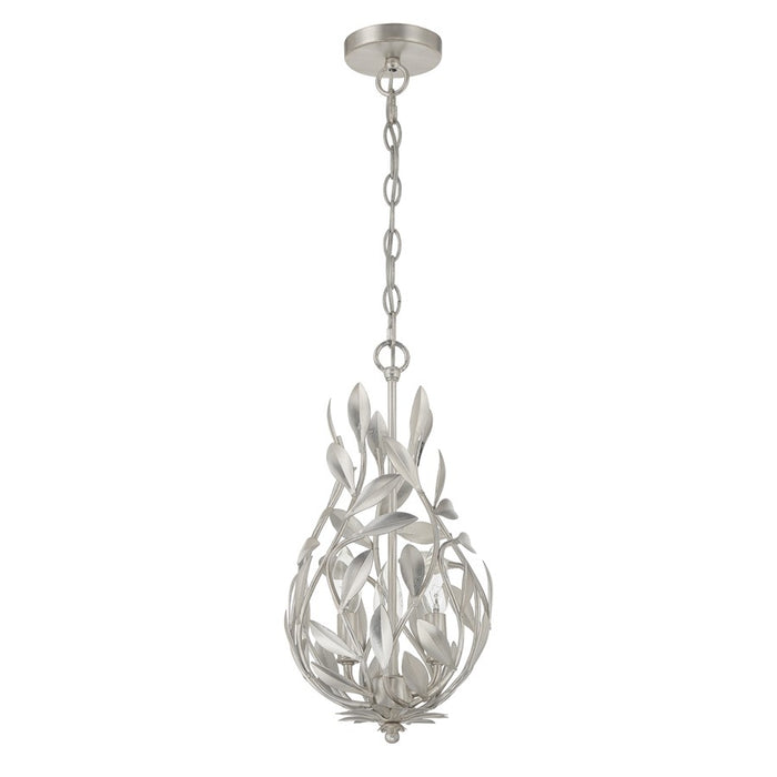 Crystorama Broche 3 Light 9" Chandelier, Antique Silver