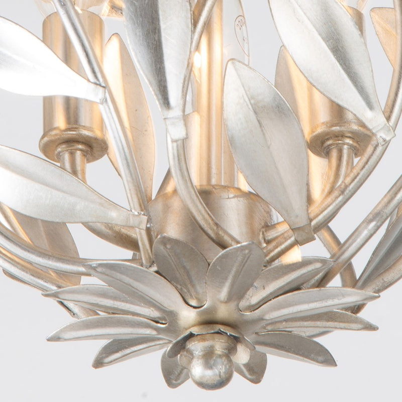 Crystorama Broche 3 Light 9" Chandelier, Antique Silver
