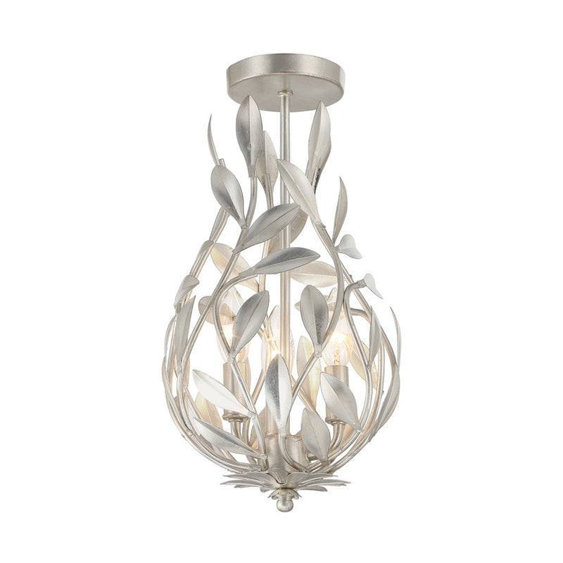 Crystorama Broche 3 Light 9" Semi Flush Mount, Antique Silver - 565-SA-CEILING
