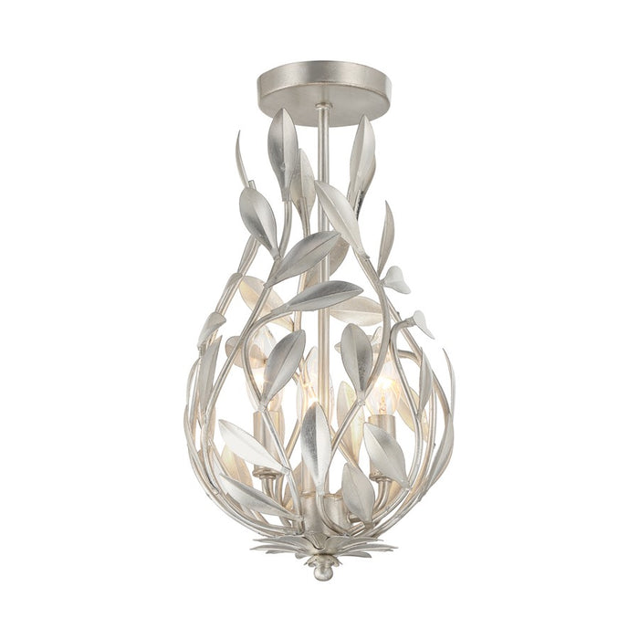 Crystorama Broche 3 Light 9" Semi Flush Mount, Antique Silver - 565-SA-CEILING