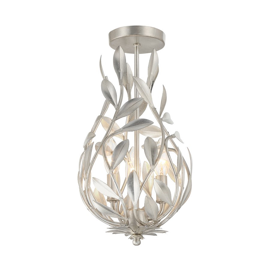 Crystorama Broche 3 Light 9" Semi Flush Mount, Antique Silver - 565-SA-CEILING