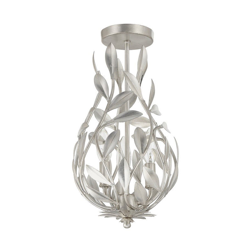 Crystorama Broche 3 Light 9" Semi Flush Mount, Antique Silver