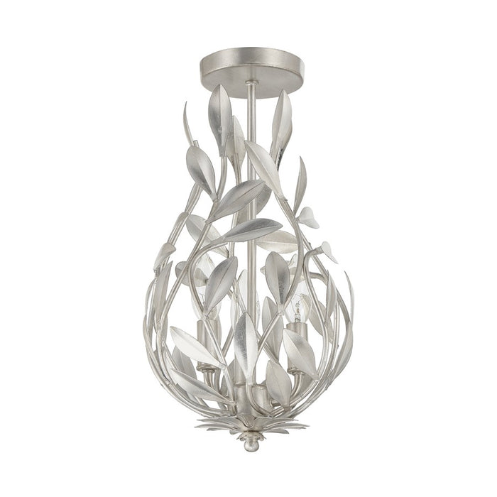 Crystorama Broche 3 Light 9" Semi Flush Mount, Antique Silver
