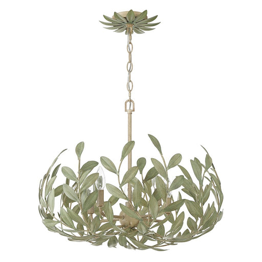 Crystorama Broche 5 Light Chandelier, Champagne Green Tea
