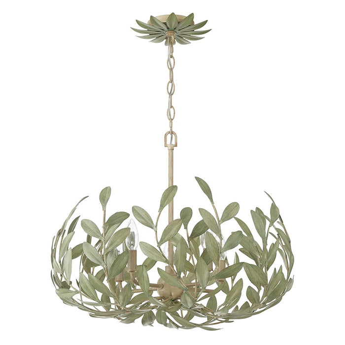 Crystorama Broche 5 Light Chandelier, Champagne Green Tea