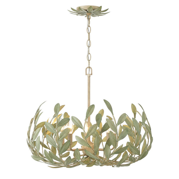 Crystorama Broche 5 Light Chandelier, Champagne Green Tea