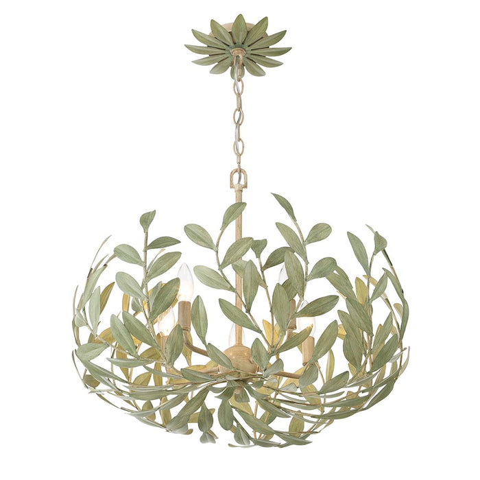 Crystorama Broche 5 Light Chandelier, Champagne Green Tea