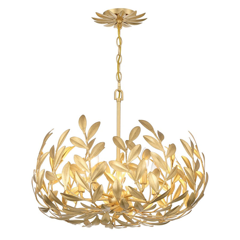 Crystorama Broche 5 Light Chandelier, Antique Gold