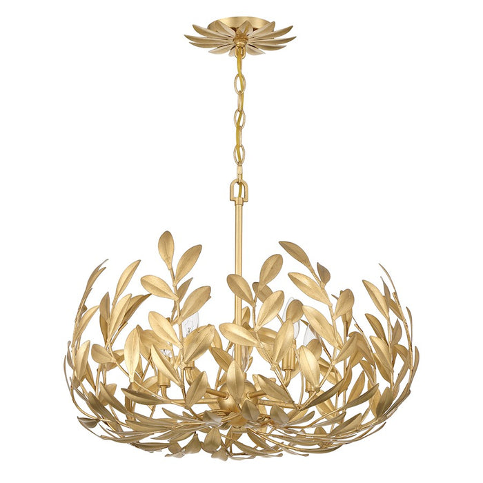 Crystorama Broche 5 Light Chandelier, Antique Gold