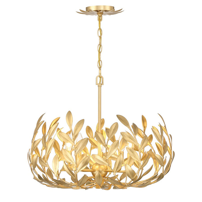 Crystorama Broche 5 Light Chandelier, Antique Gold