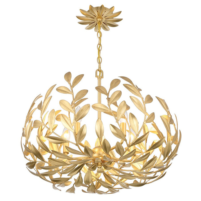 Crystorama Broche 5 Light Chandelier, Antique Gold