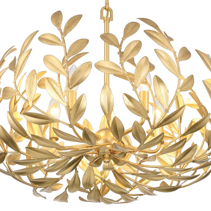 Crystorama Broche 5 Light Chandelier, Antique Gold