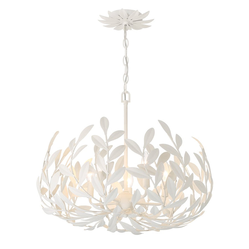 Crystorama Broche 5 Light Chandelier, Matte White