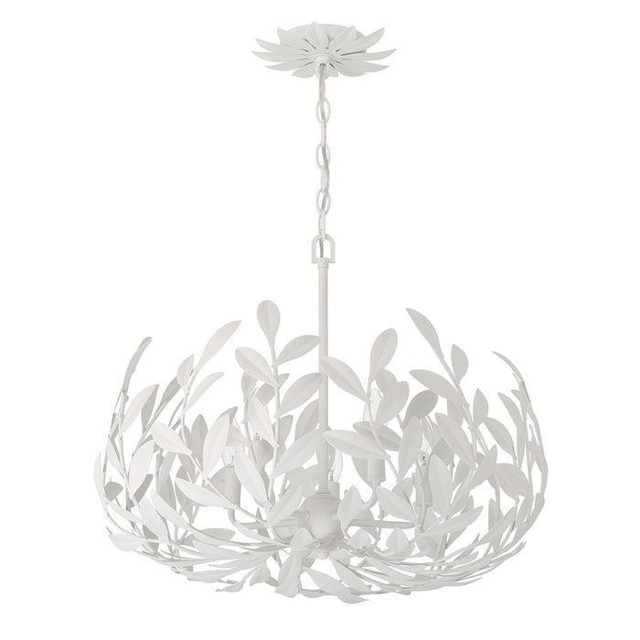 Crystorama Broche 5 Light Chandelier, Matte White