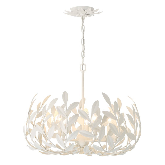 Crystorama Broche 5 Light Chandelier, Matte White