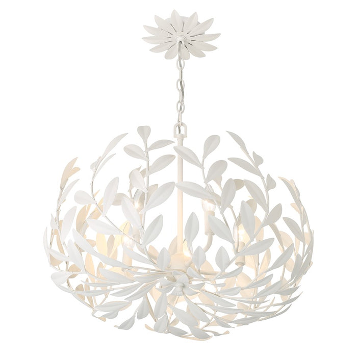 Crystorama Broche 5 Light Chandelier, Matte White