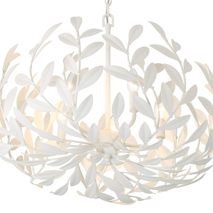 Crystorama Broche 5 Light Chandelier, Matte White