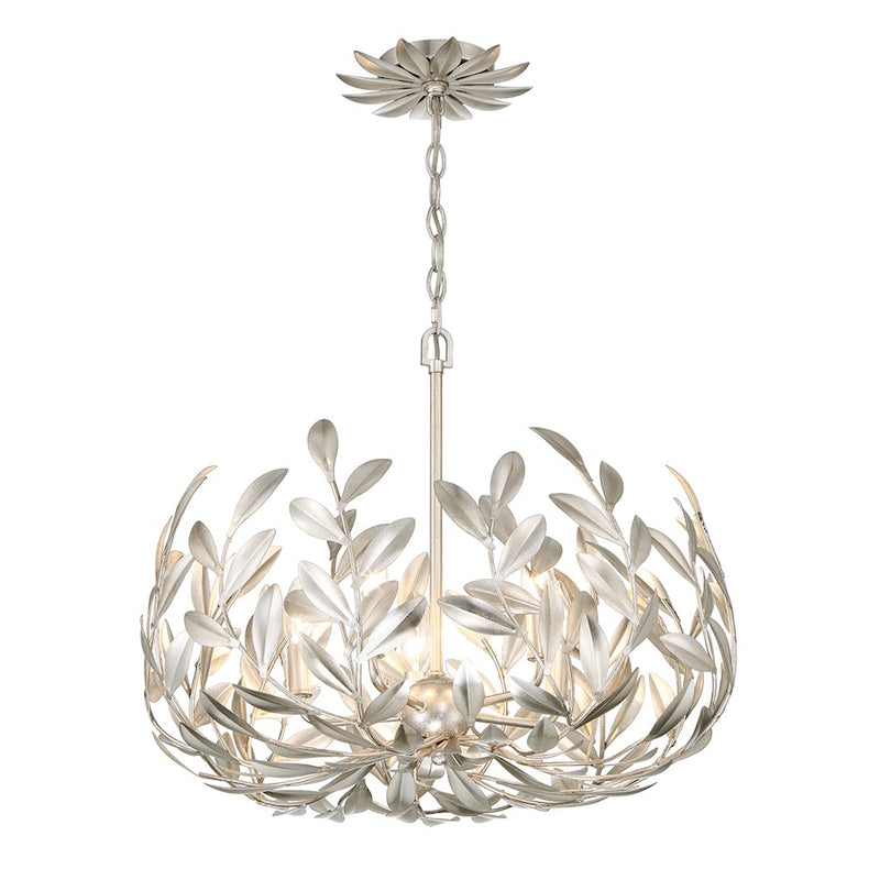 Crystorama Broche 5 Light Chandelier, Antique Silver