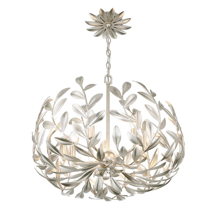 Crystorama Broche 5 Light Chandelier, Antique Silver