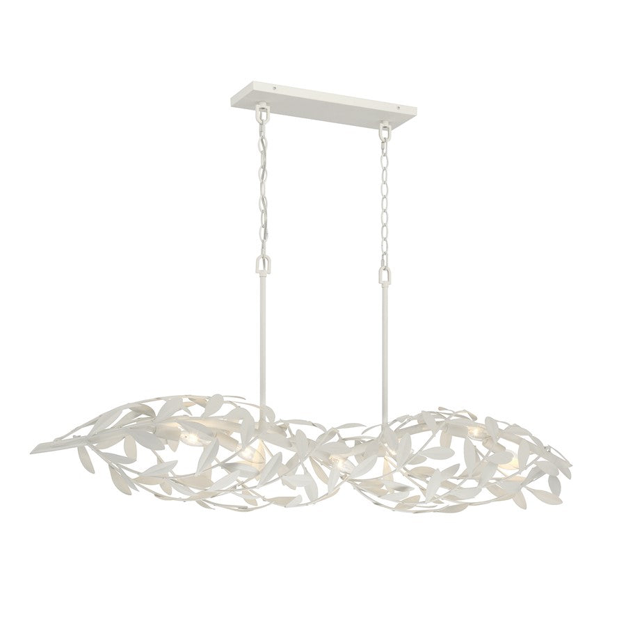 Crystorama Broche 6 Light 50.5" Chandelier, Matte White - 567-MT