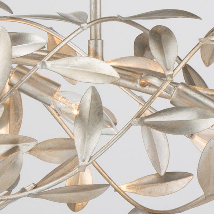 Crystorama Broche 6 Light 50.5" Chandelier, Antique Silver