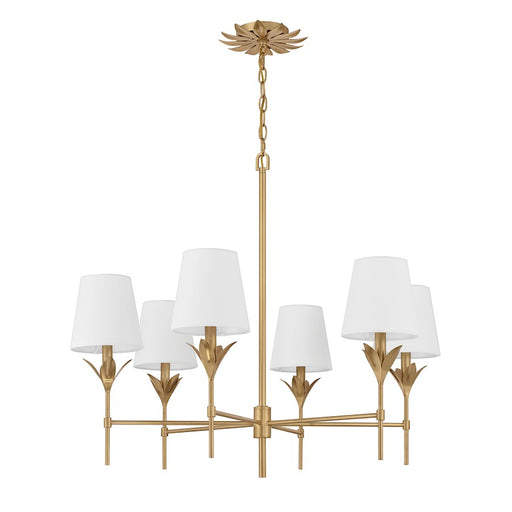 Crystorama Broche 6 Light Chandelier, Antique Gold/White