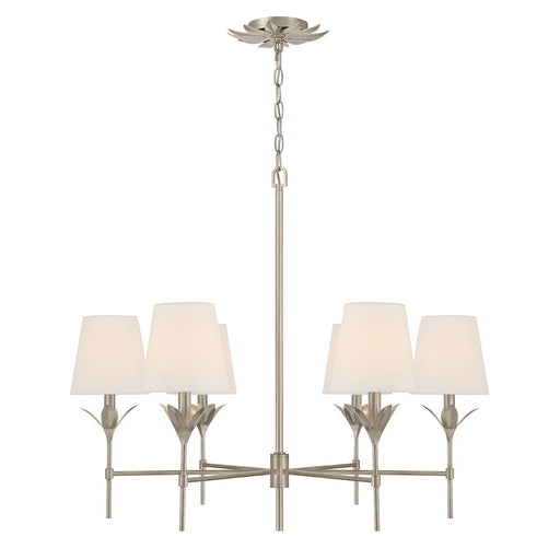 Crystorama Broche 6 Light Chandelier, Antique Silver/White