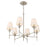 Crystorama Broche 6 Light Chandelier, Antique Silver/White