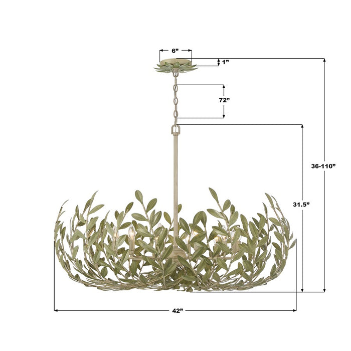 Crystorama Broche 12 Light 42" Chandelier, Champagne Green Tea