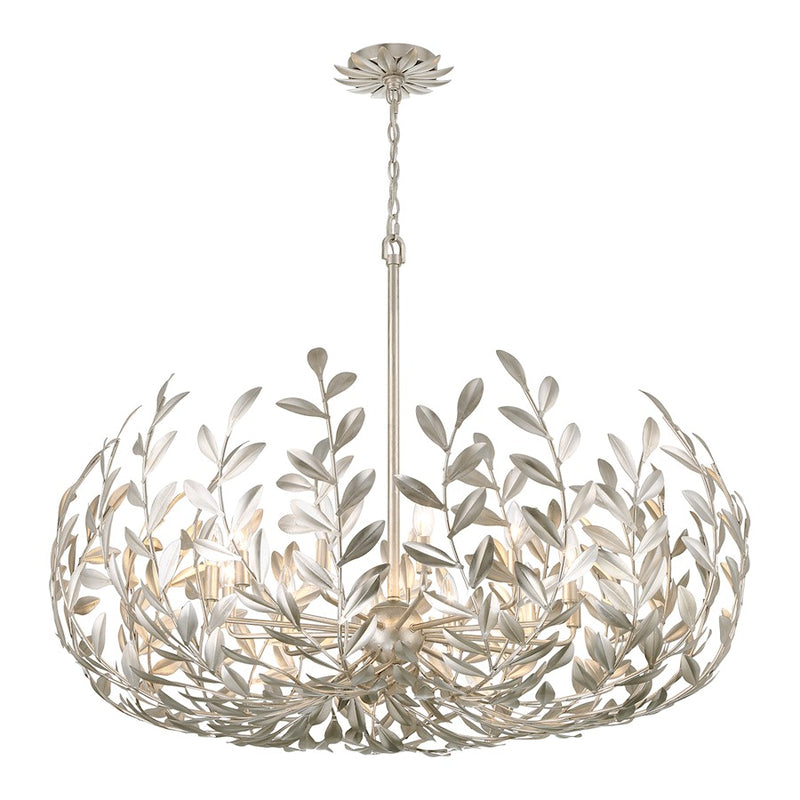 Crystorama Broche 12 Light Chandelier, Antique Silver
