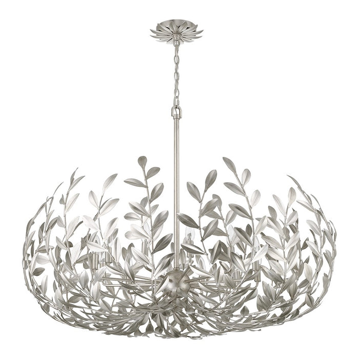 Crystorama Broche 12 Light Chandelier, Antique Silver