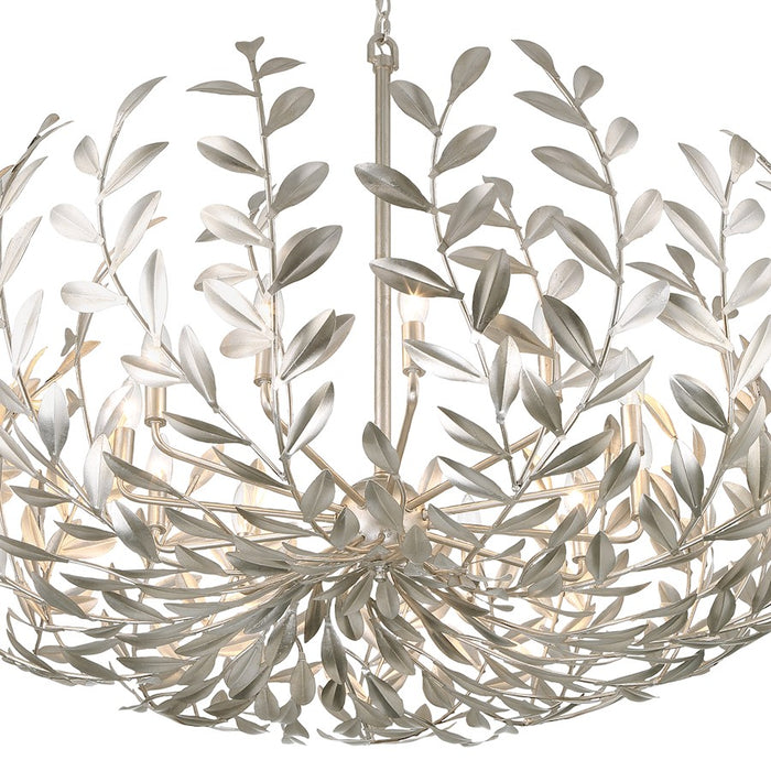 Crystorama Broche 12 Light Chandelier, Antique Silver