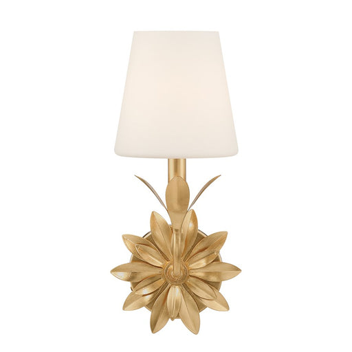 Crystorama Broche 1 Light Sconce, Gold/White