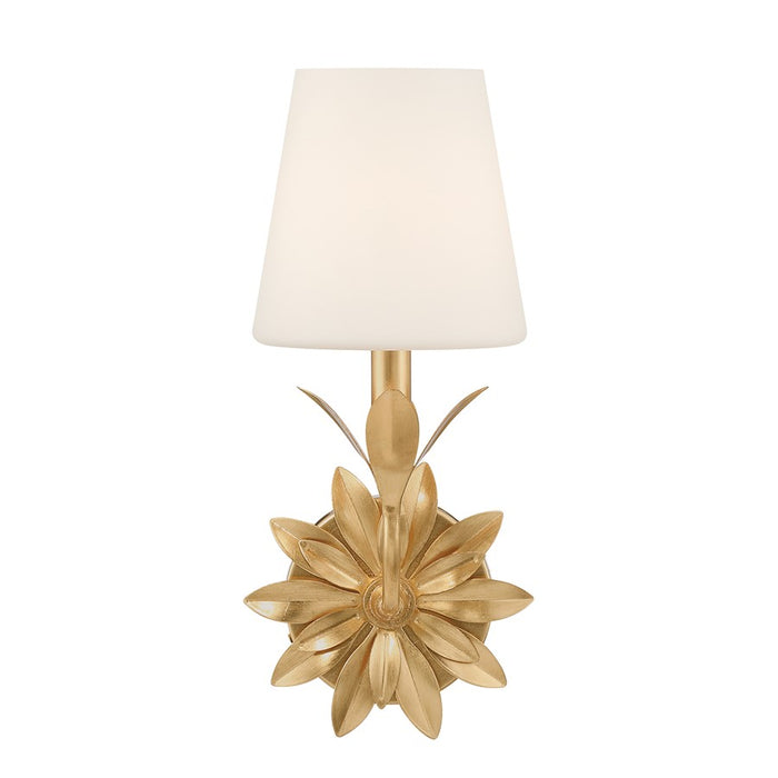 Crystorama Broche 1 Light Sconce, Gold/White