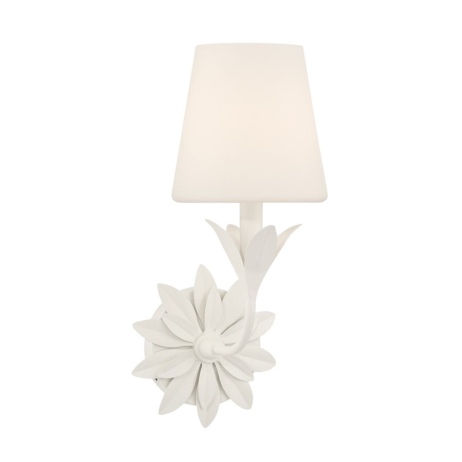Crystorama Broche 1 Light Sconce, White/White