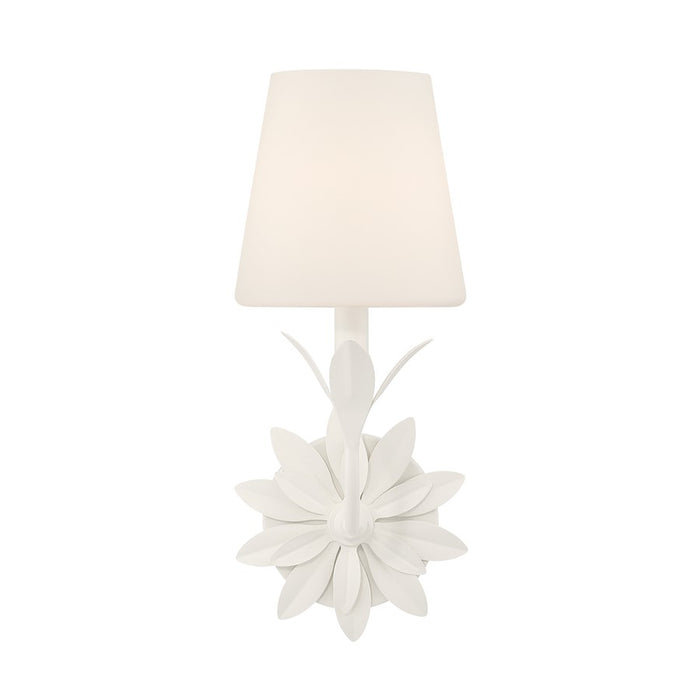Crystorama Broche 1 Light Sconce, White/White