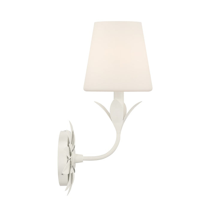 Crystorama Broche 1 Light Sconce, White/White
